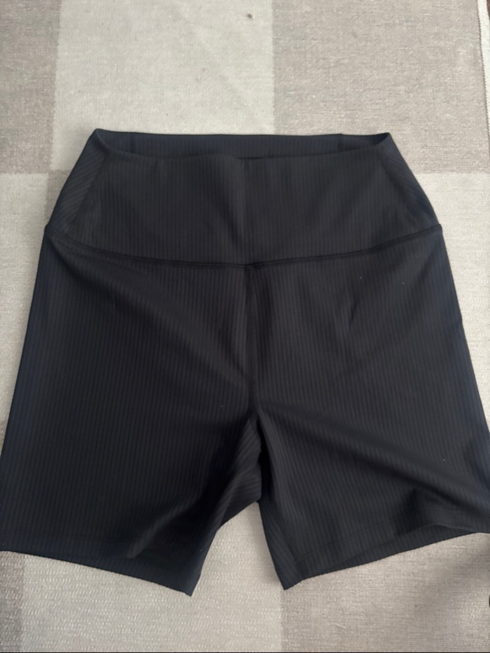 Peloton Black Ribbed High-Rise Bike Shorts